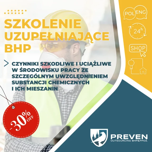 Szkolenia uzupełniające BHP oraz usługi online z uwzględnieniem czynników szkodliwych oraz substancji chemicznych