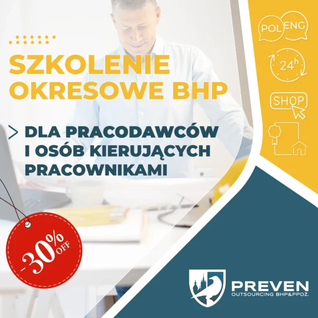 Szkolenie okresowe BHP dla pracodawców i osób kierujących pracownikami od PREVEN, promocja Kraków