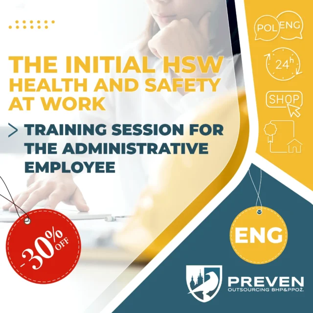 The initial HSW (Health and Safety at Work) training session for the administrative employee